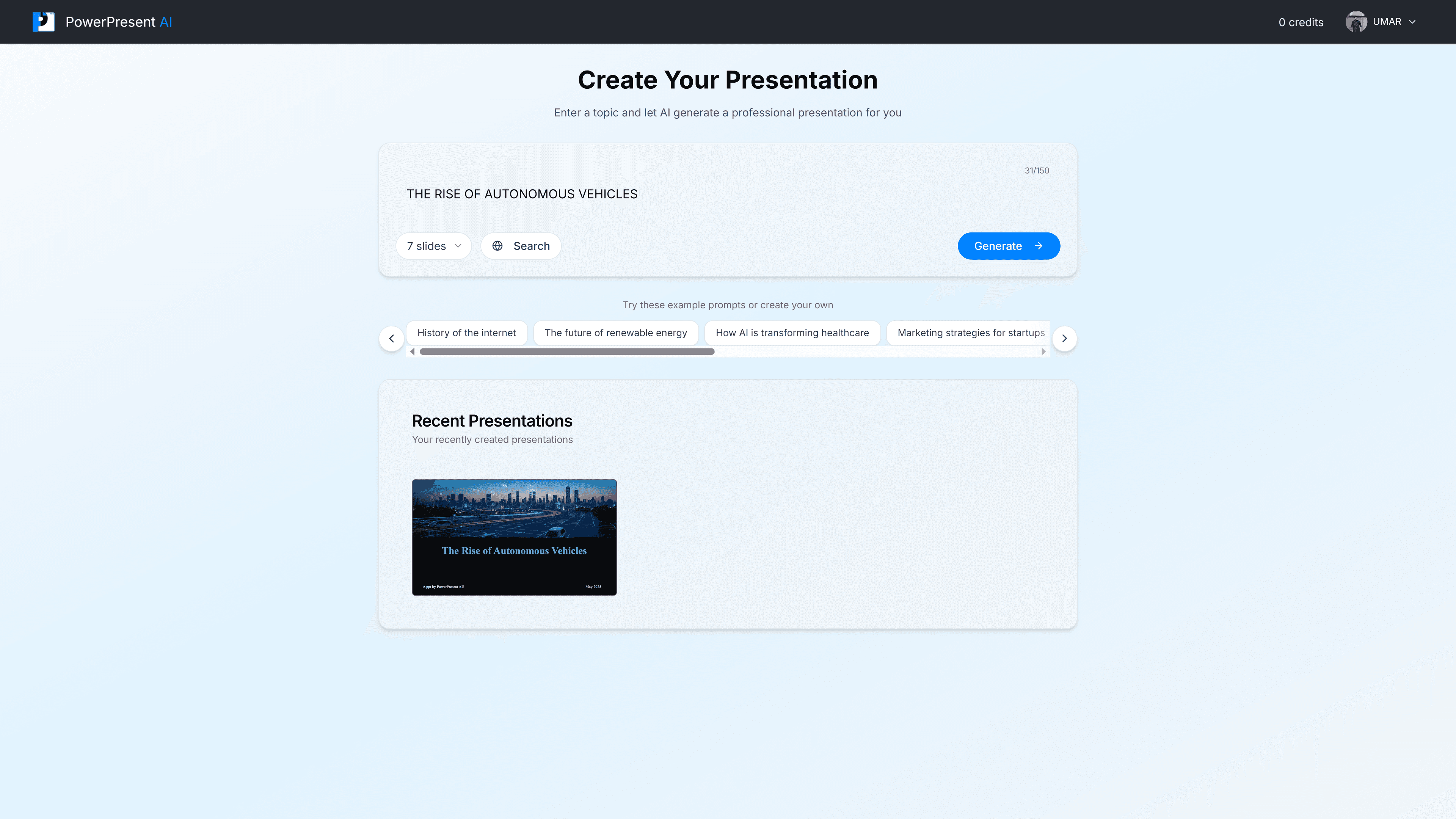 Step 1: Enter your prompt